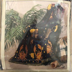 Jacquard Woven Cotton Throw Blanket 46 x 67" Under the Sea pattern w/ Fringe EUC